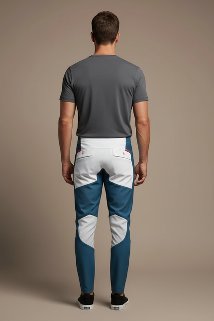 Pantalon Blanc Motif Bleu - Multicolore Polyester - vue 2