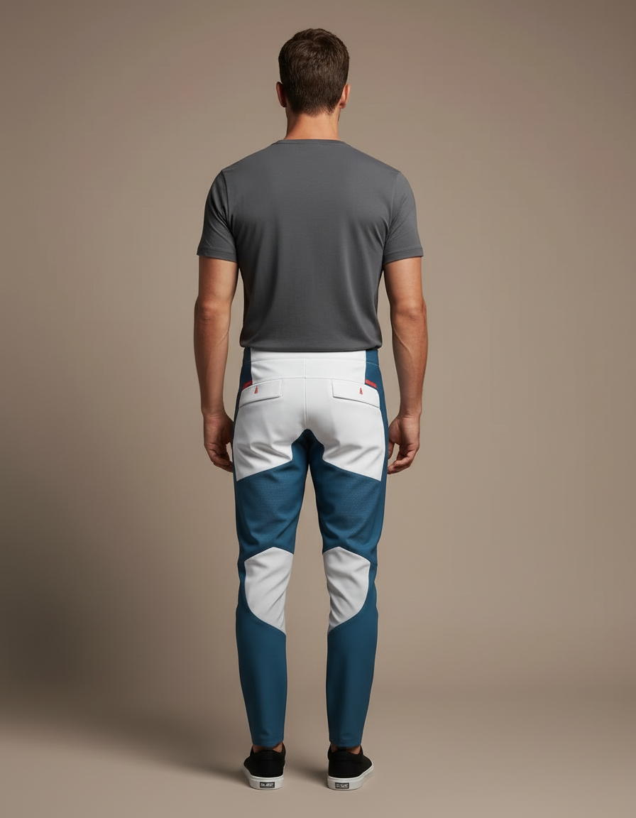 Pantalon Blanc Motif Bleu - Multicolore Polyester - vue 2