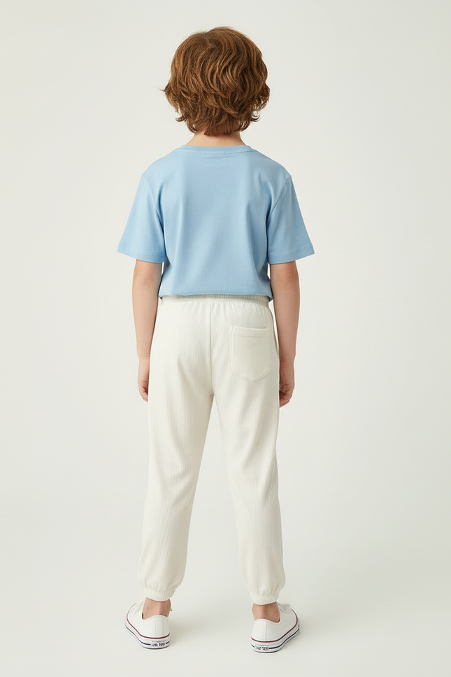 Pantalon Blanc Côtelé Décontracté Enfant Confortable - Cordé - vue 2