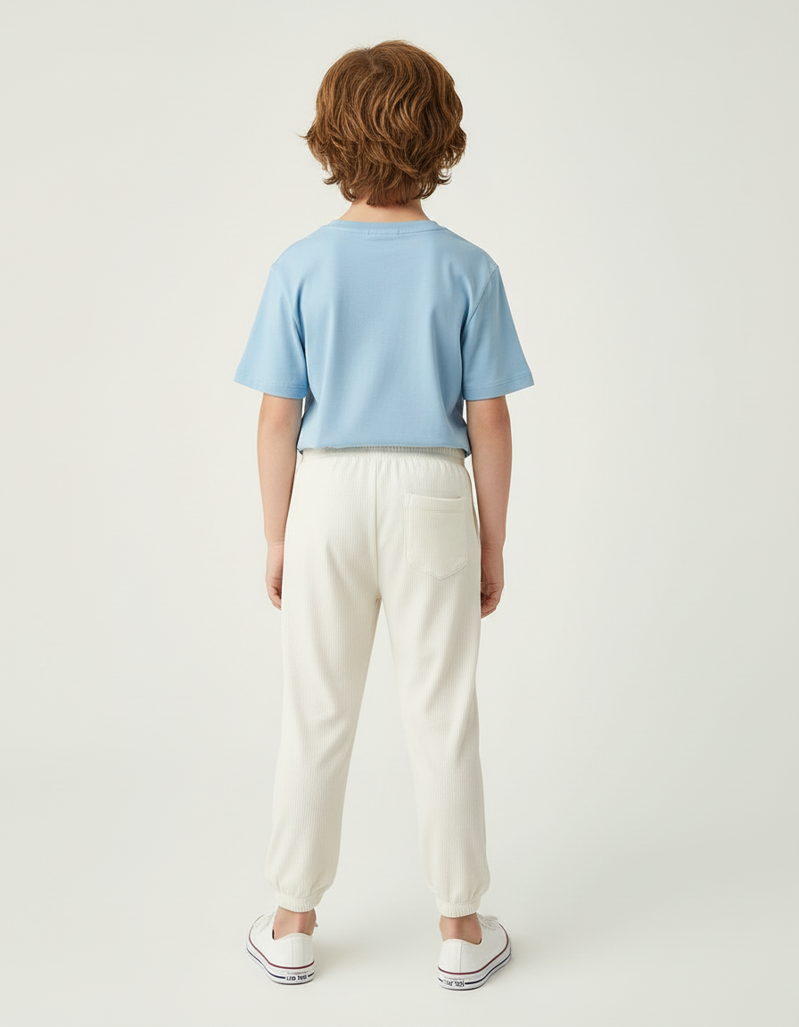 Pantalon Blanc Côtelé Décontracté Enfant Confortable - Cordé - vue 2