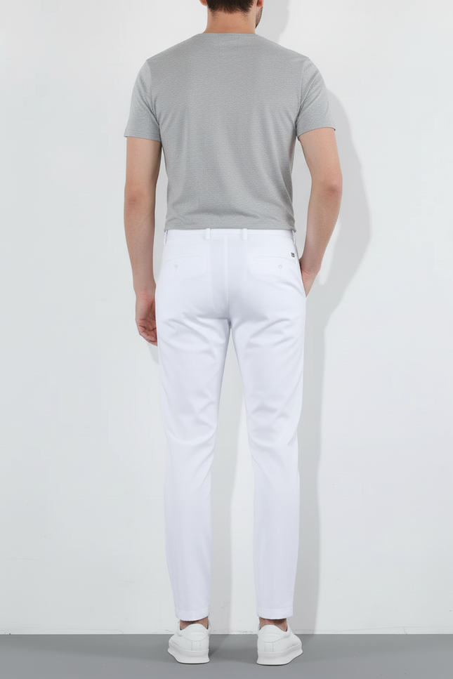 Pantalon Blanc Homme Slim Coton Respirant Élégant - vue 2