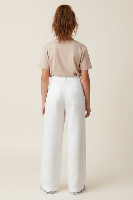 Pantalon Blanc Ample Lin Décontracté Fille Élégant - vue 2