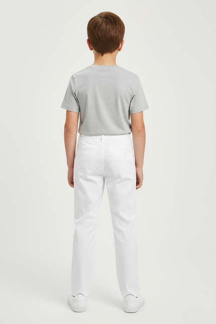 Pantalon Blanc Enfant Droit Classique Décontracté Garçon - Coton - vue 2