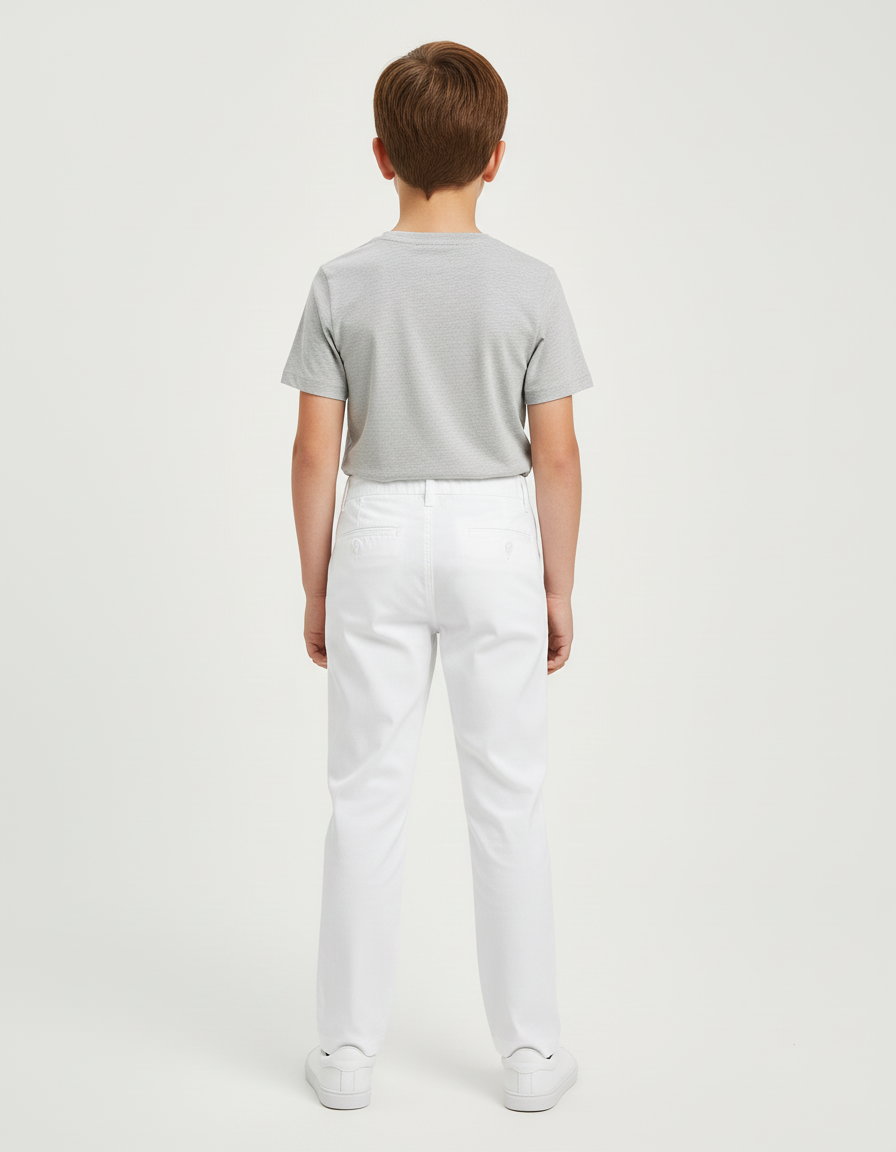 Pantalon Blanc Enfant Droit Classique Décontracté Garçon - Coton - vue 2