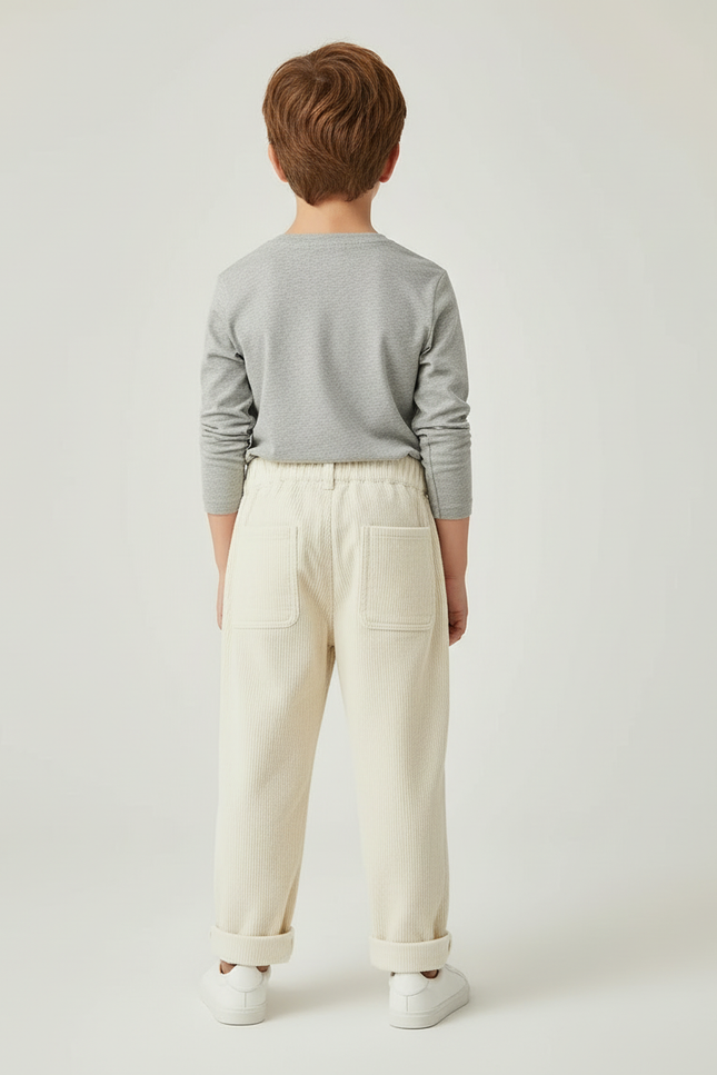 Pantalon Blanc 3b44 - Beige Cordé - vue 2