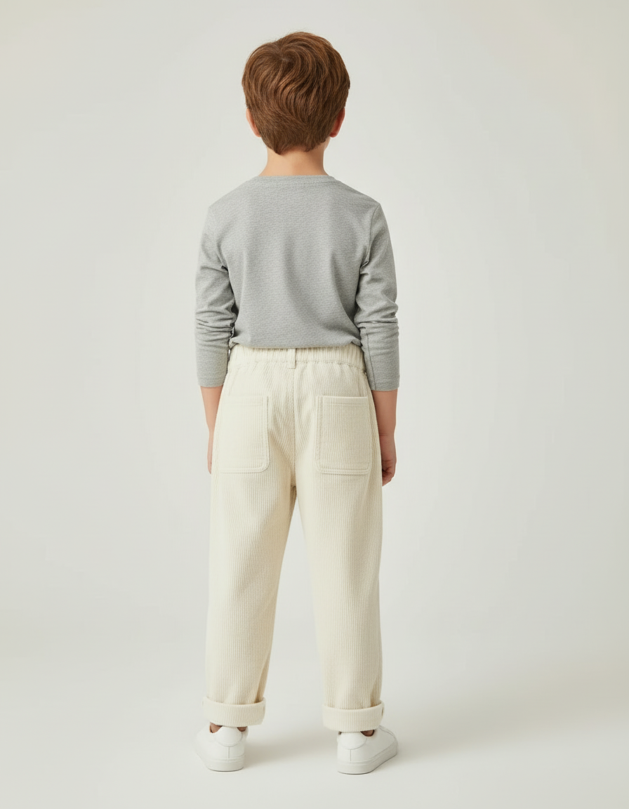 Pantalon Blanc 3b44 - Beige Cordé - vue 2