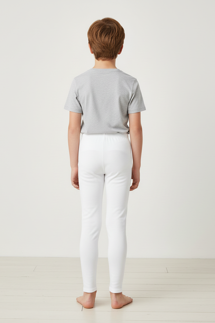 Pantalon Blanc Enfant Thermique Côtelé Doux Confortable - Molleton - vue 2