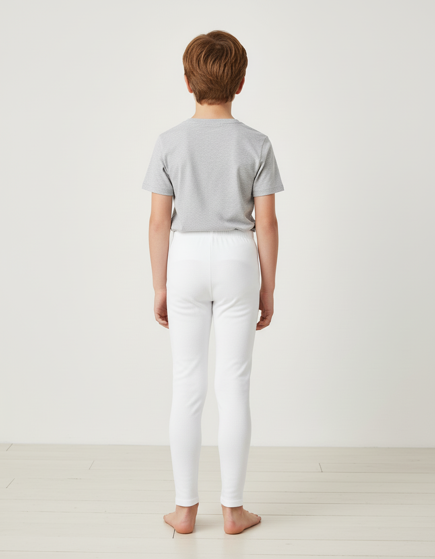 Pantalon Blanc Enfant Thermique Côtelé Doux Confortable - Molleton - vue 2