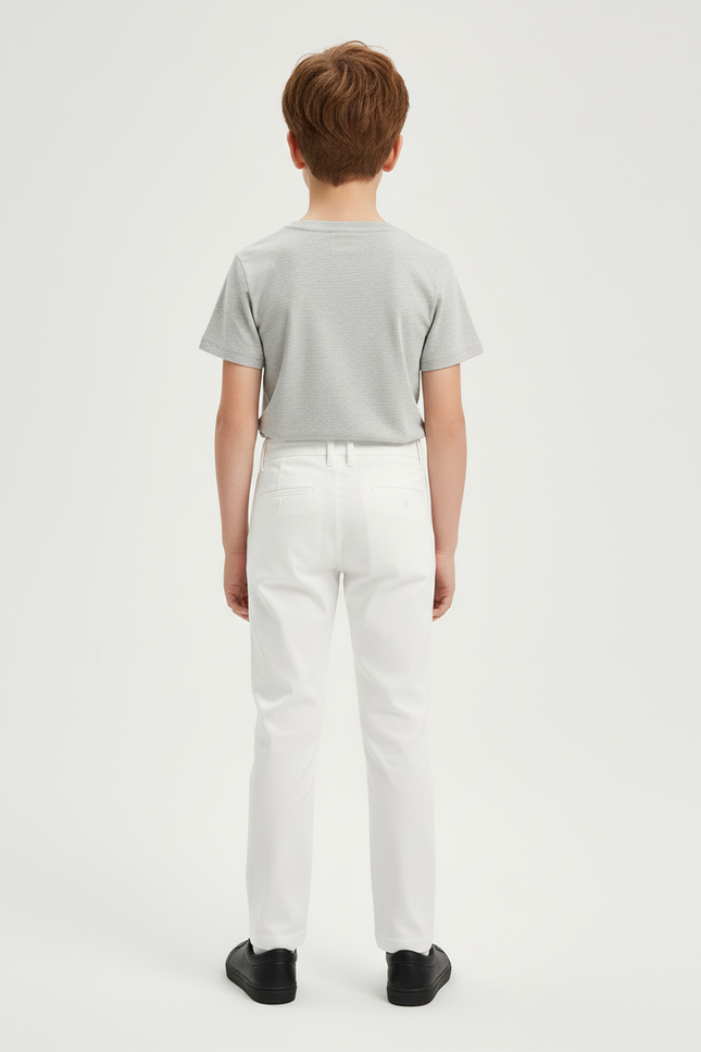 Pantalon Blanc Droit Élégant Garçon - Gabardine - vue 2