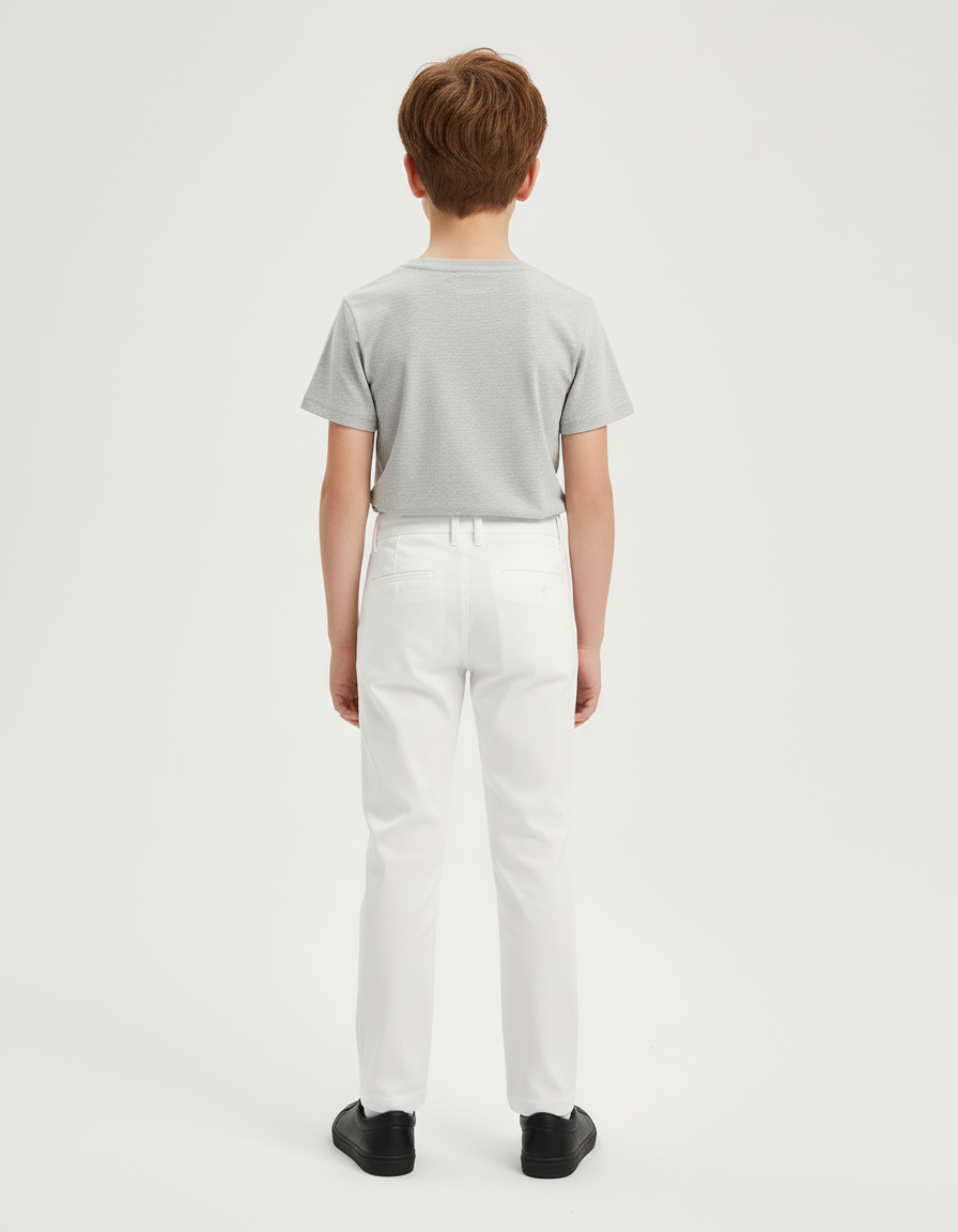 Pantalon Blanc Droit Élégant Garçon - Gabardine - vue 2