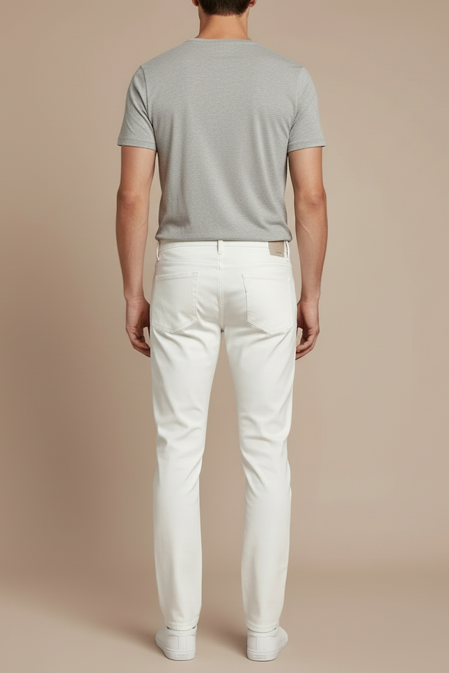Pantalon Blanc Homme Slim Fit Décontracté Coton - vue 2