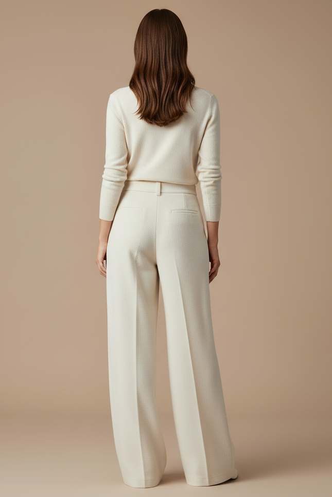 Pantalon A Pince Femme Blanc - Laine - vue 2