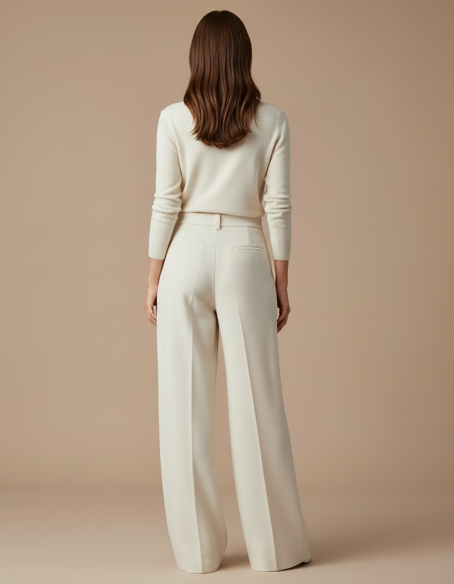 Pantalon A Pince Femme Blanc - Laine - vue 2