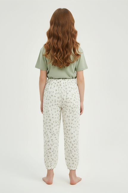 Pantalon Blanc Coton Motif Floral Ample Enfant - vue 2