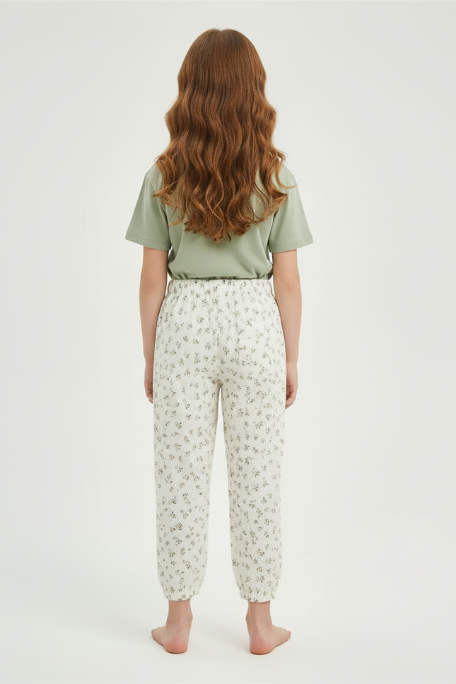 Pantalon Blanc Coton Motif Floral Ample Enfant - vue 2