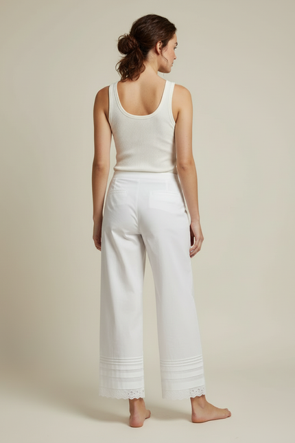 Pantalon Blanc Broderie - Coton - vue 2