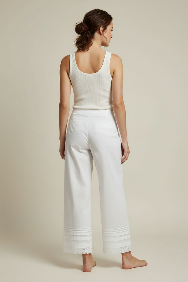 Pantalon Blanc Broderie - Coton - vue 2