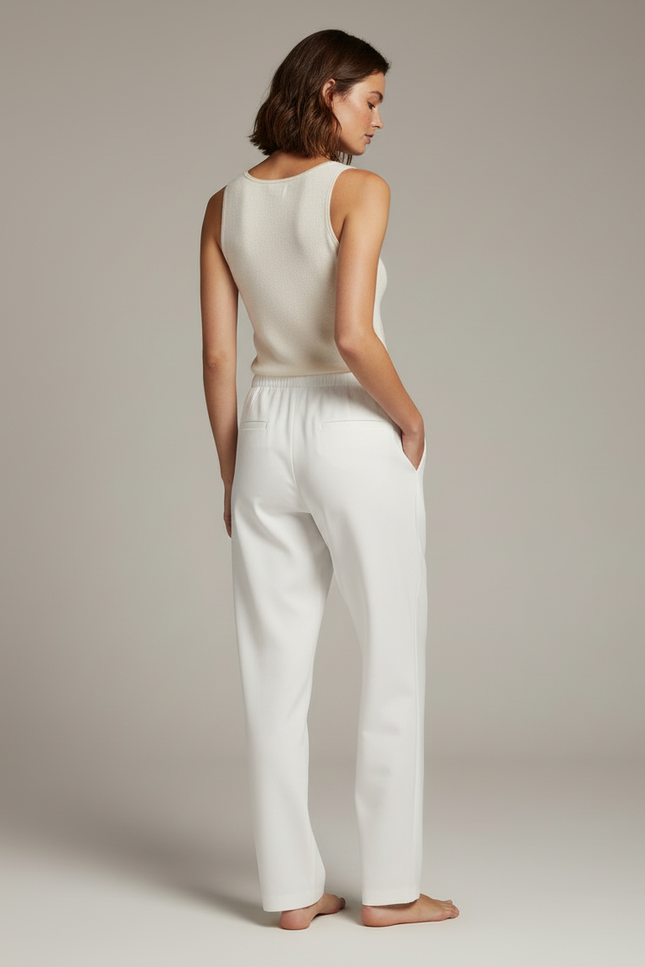 Pantalon Blanc Ample Droit Confortable Décontracté - Polyester - vue 2
