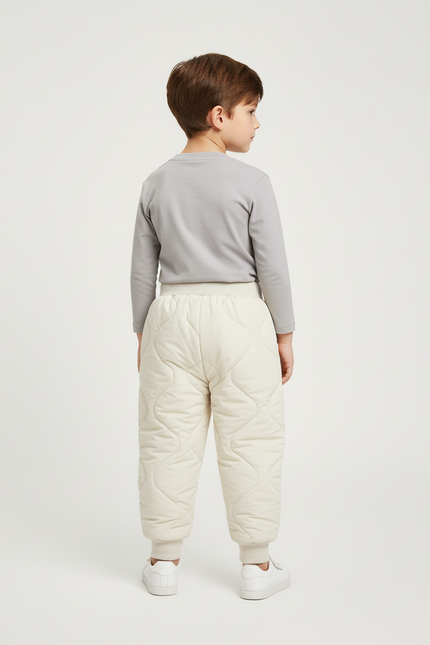 Pantalon Blanc Matelassé Ample Enfant Hiver Chaud - Polyester - vue 2