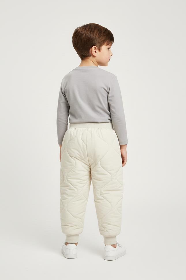 Pantalon Blanc Matelassé Ample Enfant Hiver Chaud - Polyester - vue 2