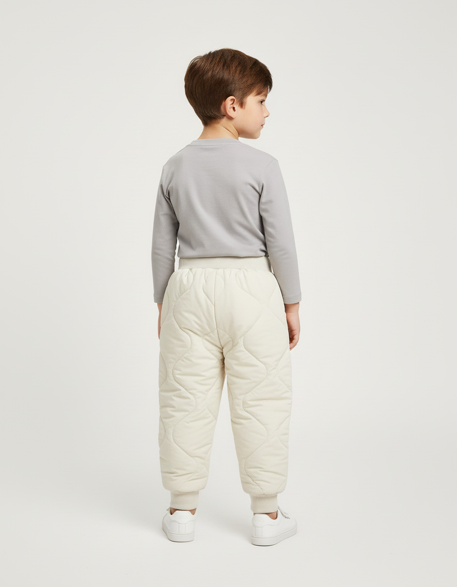 Pantalon Blanc Matelassé Ample Enfant Hiver Chaud - Polyester - vue 2