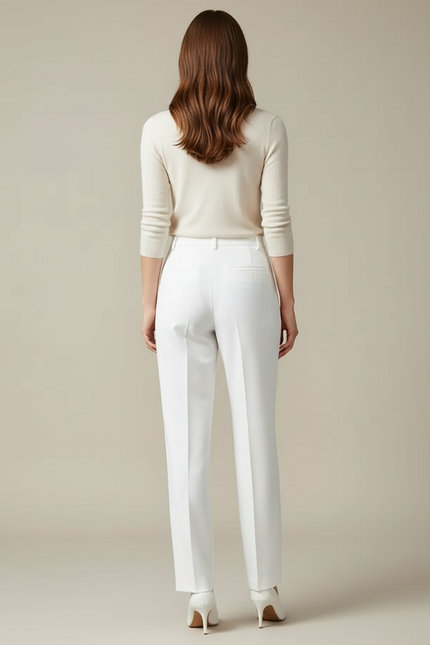 Pantalon Fendu Blanc - Gabardine - vue 2