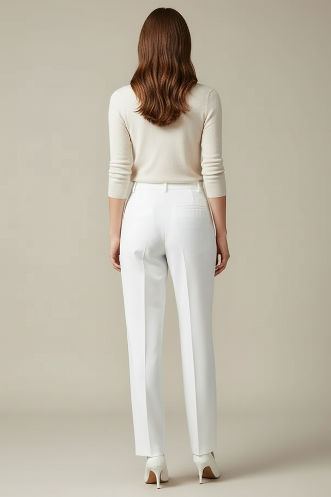 Pantalon Fendu Blanc - Gabardine - vue 2