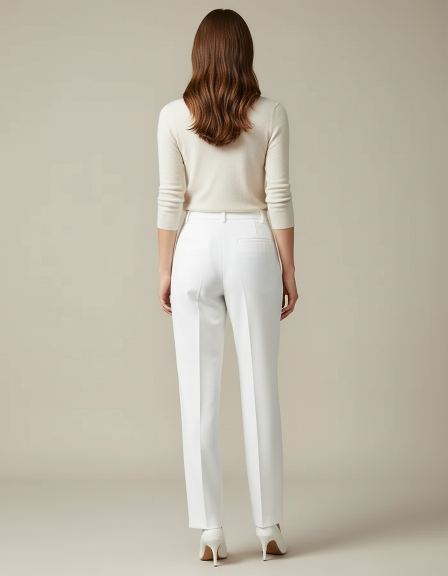 Pantalon Fendu Blanc - Gabardine - vue 2