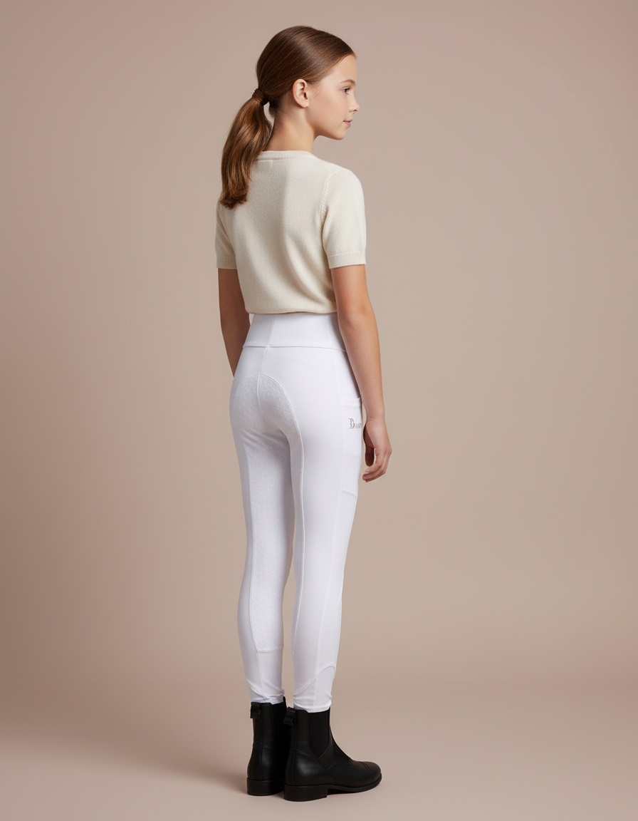 Pantalon Blanc Équestre Enfant Silicone Respirant - Polyester - vue 2