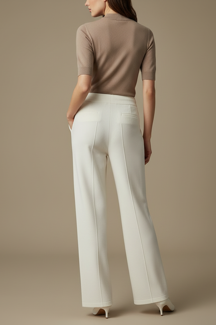 Pantalon Blanc Stretch Femme - Maille - vue 2