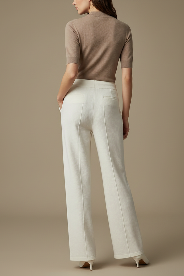 Pantalon Blanc Stretch Femme - Maille - vue 2