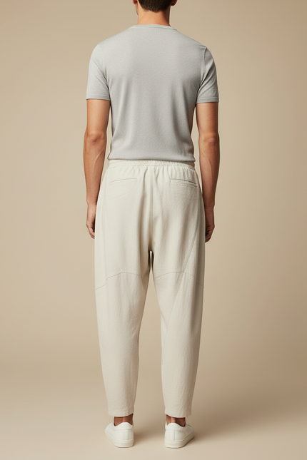 Pantalon Blanc Amble Lin Décontracté Homme - Beige - vue 2