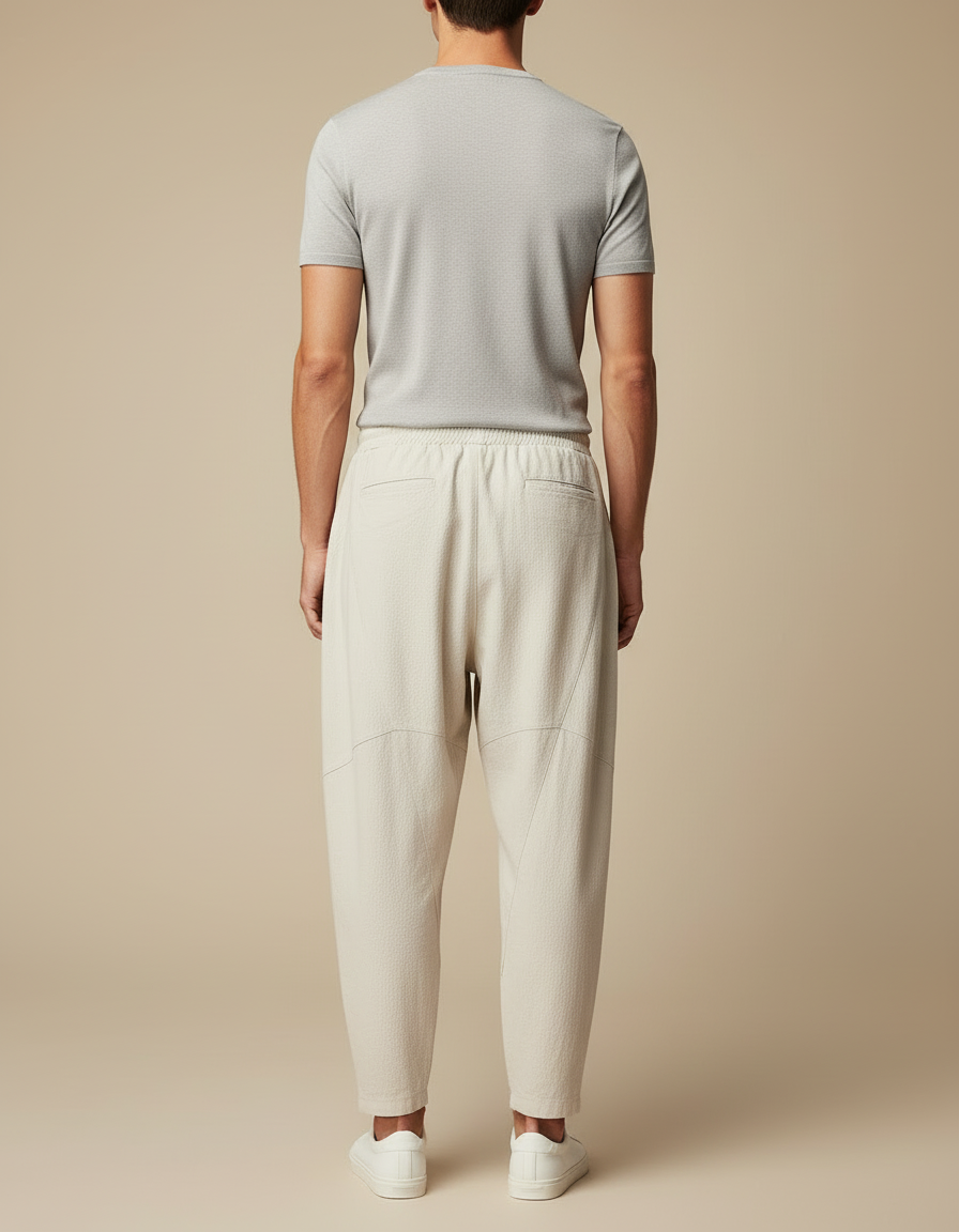 Pantalon Blanc Amble Lin Décontracté Homme - Beige - vue 2