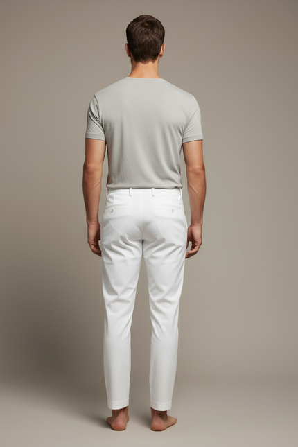 Pantalon Blanc Homme Droit Slim Décontracté Élégant - Gabardine - vue 2