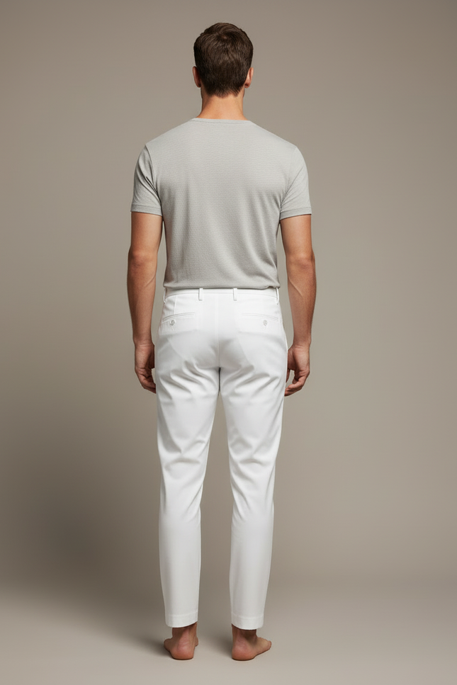 Pantalon Blanc Homme Droit Slim Décontracté Élégant - Gabardine - vue 2
