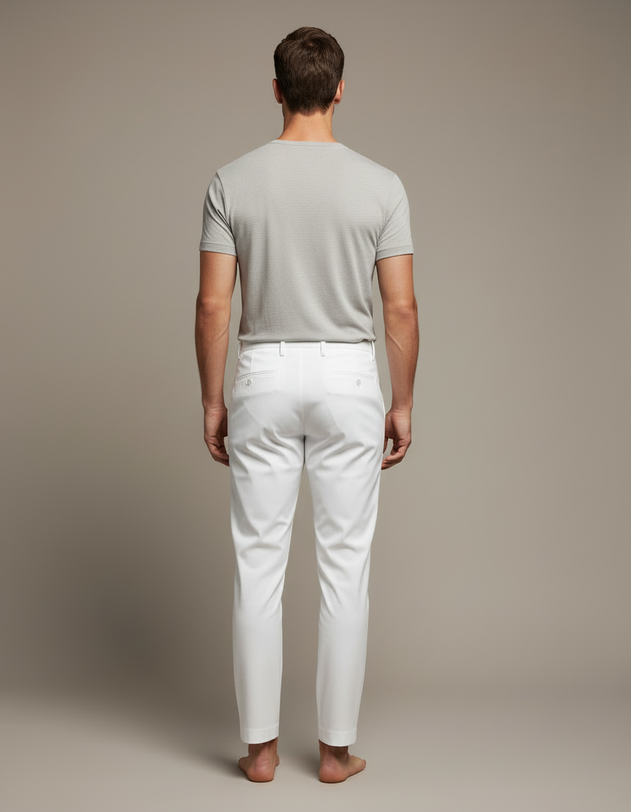 Pantalon Blanc Homme Droit Slim Décontracté Élégant - Gabardine - vue 2