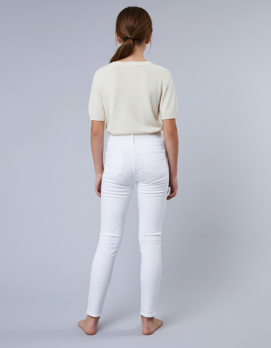 Pantalon Blanc Jean Skinny Déchiré Fille - vue 2