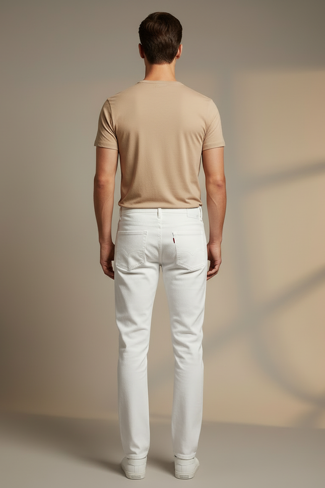Pantalon Blanc Coton Homme Slim Classique Stretch - Jean - vue 2