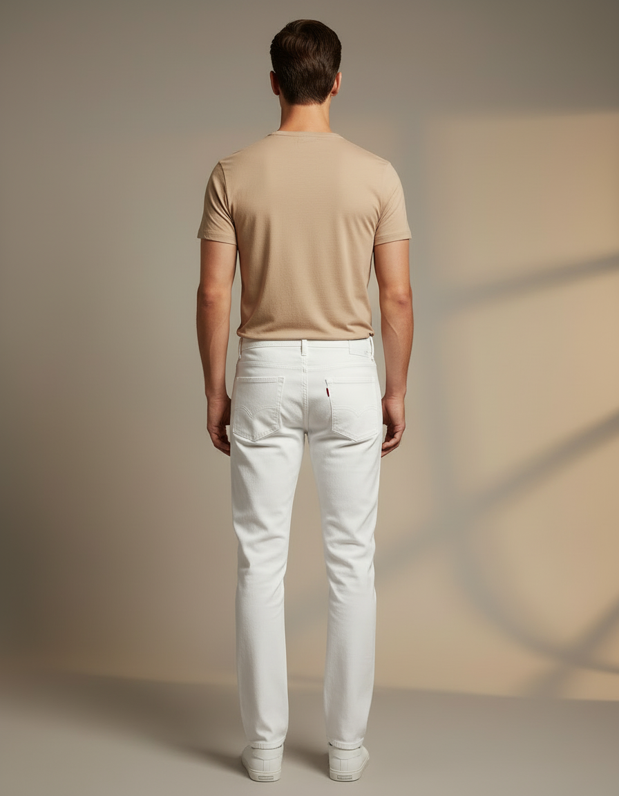 Pantalon Blanc Coton Homme Slim Classique Stretch - Jean - vue 2