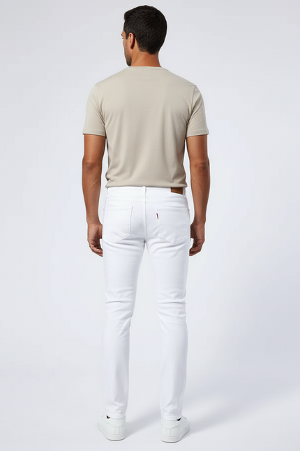 Pantalon Blanc Homme Slim Coton Décontracté - Jean - vue 2