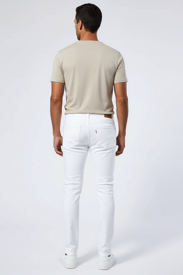 Pantalon Blanc Homme Slim Coton Décontracté - Jean - vue 2