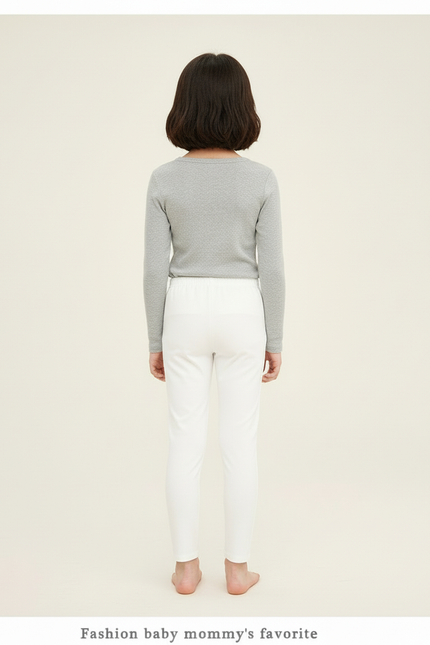 Pantalon Blanc Fille Crayon Slim Confortable - Maille - vue 2