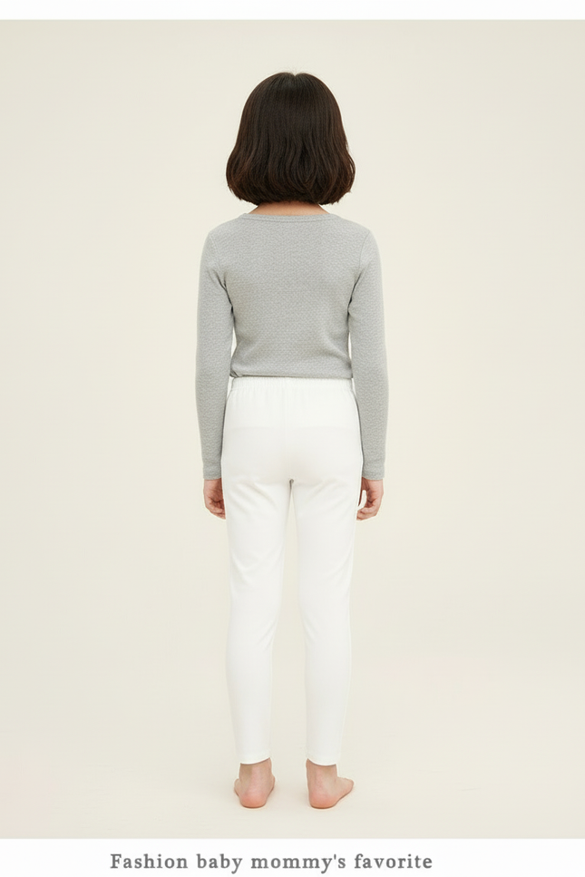 Pantalon Blanc Fille Crayon Slim Confortable - Maille - vue 2