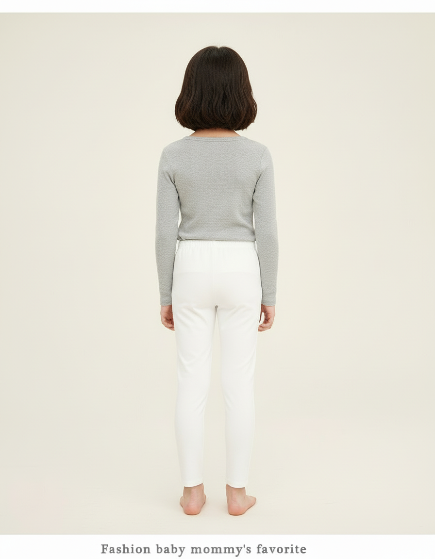 Pantalon Blanc Fille Crayon Slim Confortable - Maille - vue 2