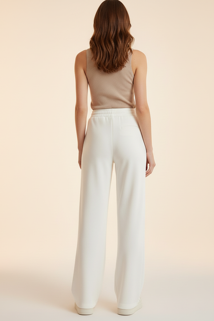 Pantalon Blanc Large Décontracté Cordon Épais - Molleton - vue 2