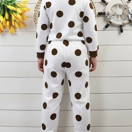 Pantalon Blanc Coton Polka Dots Confortable Enfant - Molleton