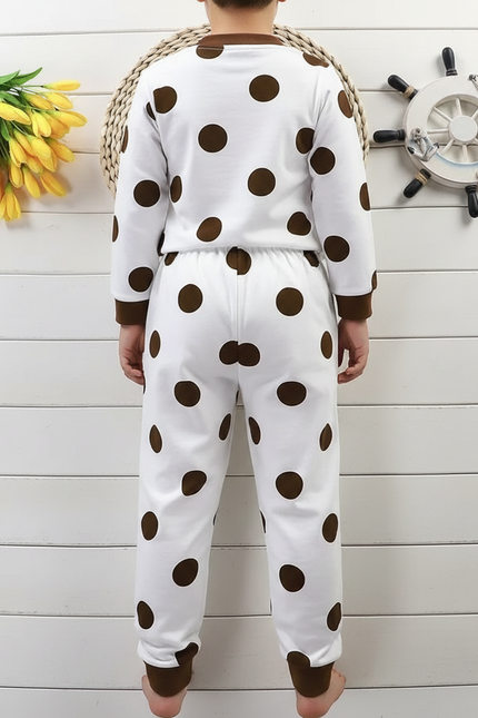 Pantalon Blanc Coton Polka Dots Confortable Enfant - Molleton