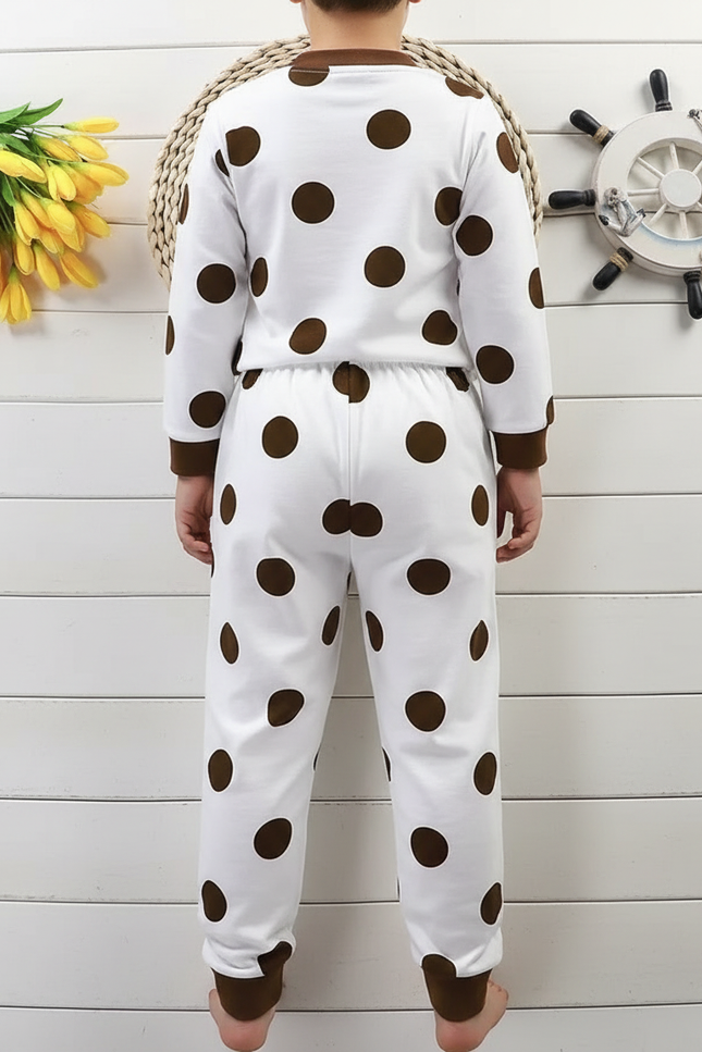 Pantalon Blanc Coton Polka Dots Confortable Enfant - Molleton