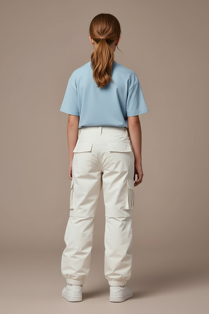 Pantalon Blanc Cargo Imperméable Enfant Ski - Polyester - vue 2