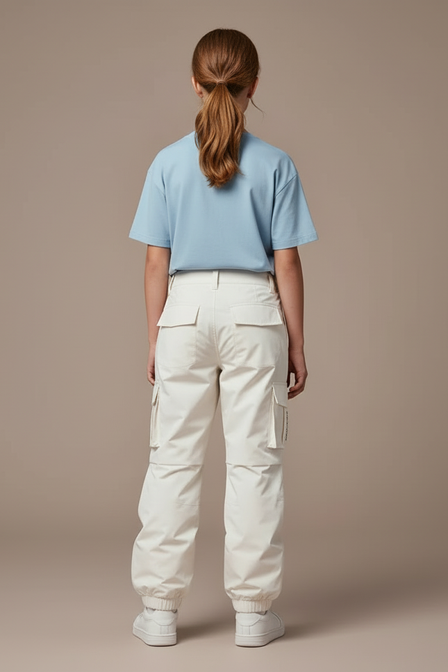 Pantalon Blanc Cargo Imperméable Enfant Ski - Polyester - vue 2